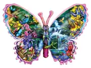 Sunsout 1000 Piece Shaped Jigsaw Puzzle - Butterfly Waterfall