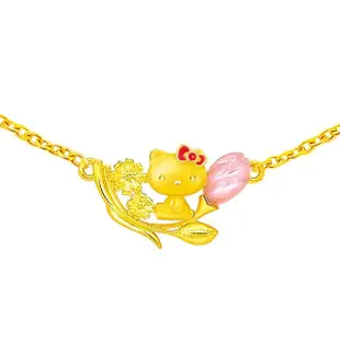 【Just Gold 鎮金店】HELLO KITTY鬱金香 黃金項鍊