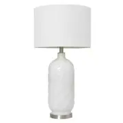 Elegant Designs Table Lamp 30" Dry Rated Bedside 1-Light Glass Plug-In White