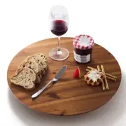 18" Acacia Wood Lazy Susan for Table Top - Wooden Turntable Serving Tray for ...
