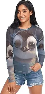 [RPLIFE] Cute Penguin Big Eyes Women Mesh Shirt, Rave Mesh Top S-XXL, Cute Penguin Big Eyes, Small