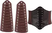 [Colaxi] Wrist Gauntlets Waist Belt Corset Medieval Style Bracers Cinch Belt Costume Wide Belt Wristband for Carnivals Masquerade Parties Dressing up