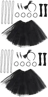 [BESTYASH] 2 Sets 80s Retro Look Decorative Necklace Bracelet Hairband Props Set for Halloween Party