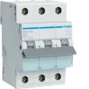 Hager MSN332 MSN-Series C-Curve 3 Pole Miniature Circuit Breaker, 32A, 6kA, 240/415VAC