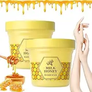 Honey Milk Wax Hand Mask, Hand Mask Milk Honey Peel off Hand Wax, Hand Exfoliator Peeling Mask, Hand Masks Moisturizing Glove for Women (300g,2pcs)