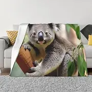 Throw Blanket for Living Room Cute Koala Throws Blanket Fuzzy Lightweight Blankets for Couch Micro Ultra-Soft Double Sided Fuzzy Blankets for All Season 80"x60"