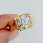 Solitaire Ring Men's Wedding Ring 3 Ct Lab Grown Diamond 925 Silver