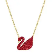Swan Necklace Silver Plated Infinity Pendant Necklace Created with Zircondia Red