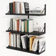 24 Inches Black Floating Shelves,8 Inches Deep Wall Bookshelf Mounted Display&St