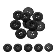 100Pcs Wooden Buttons 18mm 4 Hole Round Wood Sewing Button Craft, Black