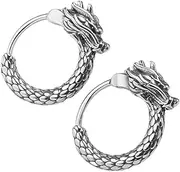 [Garneck] 1 Pair Retro Dragon Earrings Hoops for Men Ethnic Style Statement Jewelry Durable with Plating for Casual and Formal Occasions Unique Cultural Flair