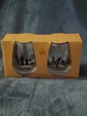 Boston Warehouse Mr. & Mrs. Stemless 16oz Wine Glass Set