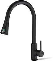ACA International WELS Kitchen Mixer Tap 2-Mode Spray Pull Out Spout Kitchen Laundry Sink Bar Faucet Kitchen Tap Swivel Digital Display Spout Zinc-Clad Copper(Matte Black)