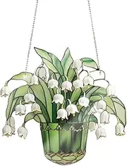 Sun Catcher - Versatile Lily of Valley Stained Glass Suncatchers | Valley Stained Glass Suncatchers | Bright Color Eye-Catching Window Decor for Any Room, Garden, Outdoors, Window