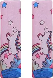 jojofuny 2pcs Kids Car Belt Pad Unicorn Car Cushions Car Seat Straps Shoulder Pad Car Covers Vehicle Shoulder Pads for Car Stroller