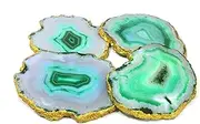 eSplanade Green Agate Coasters Set of 4 Bar Beer Coffee Tea Coaster - Perfect Table Accessories Tableware
