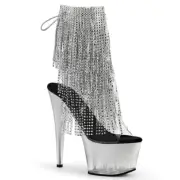 Rhinestone Fringe Silver Platform Boots