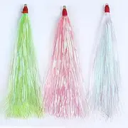 Fishing Teasers,12pcs Bucktail Teaser Mylar Flash Teaser Tail Rigs Skirts Hair Flounder Fishing Lure Bait Rigs for Saltwater Freshwater