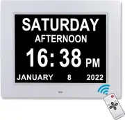 Upgraded Digital Calendar Alarm Day Clock - 8" Large Screen Display, Am Pm, 12 A