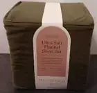 Twin/Twin XL Ultra Soft Flannel Sheet Set Olive Green - Threshold