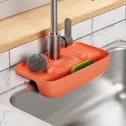 2Pcs Faucet Splash-Proof Drain Rack Kitchen Rag Sponge Wipe Drain Storage Rack