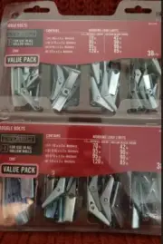 Everbilt Assorted Toggle Bolt Kit 38 pc Pack Various Sizes NEW LOT OF TWO 76 pcs