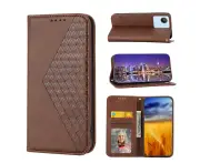 Compatible with OPPO Realme C35 Magnetic Flip Case, Premium PU Leather Case with Card Holder Wallet - Dark Brown