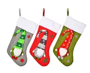 C31 3PCS Christmas Decoration Knitted Socks Rudolph Christmas Stocking Christmas Day Gift Home Fireplace Decoration