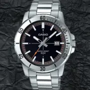 Casio MTP-VD01D-1E2V Men's Black Analog Watch Steel Band Date Indicator New