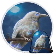 Apollos Cool White Crow Round Beach Towel