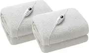 Dreamaker White Premium Polyester Sherpa Fleece 350GSM Heated Electric Under Blanket Fully Fitted Adjustable 9 Heat Settings with LED Detachable Controller - Split King
