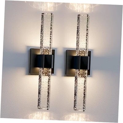 Sconces Wall Lighting - Modern Wall Sconces Set of Two Crystal 2-PACK Black