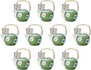 Set of 10 Green Rolled Butterfly U 6 Earthenware Pot, 5.3 x 4.3 inches (13.5 x 11 cm), 37.4 fl oz (950 cc) | Arita Yaki Pottery Setomonohonpo