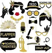 PRETYZOOM 20pcs Birthday Photo Booth Props 1920s Photobooth Props Funny Photo Accessory for Party Flash Costume Great Party Decorations Gold and Blush Decor Wooden Wedding Lip Gloss