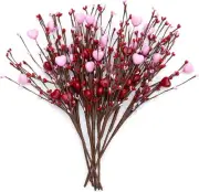 AXYLEX Valentine's Day Artificial Red Berry Stems - 8Pcs,16 Inch Red Berry Picks