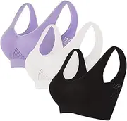 [Generic] 3PC Sports Bras for Women High Support Wireless Bras Womens Sports Bra Breathable No Underwire Seamless Yoga Bras