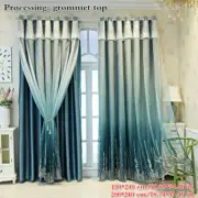 1 pc Blackout Gradient Curtains for Living Room Tulle Drape Valance Double Layer