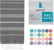 WETCAT Turkish Beach Towel Oversized 38x71 100% Cotton Sand Free Quick Dry Extra Large Light Travel Towel for Adults Beach Accessories Gifts - Black