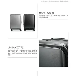 Samsonite新秀麗 20/25/28吋行李箱/登機箱/旅行箱UNIMAX前開/上掀避震剎車輪PC防刮抗菌(黑/銀)