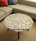 White agate round table top, Round Coffee table, agate dining table top