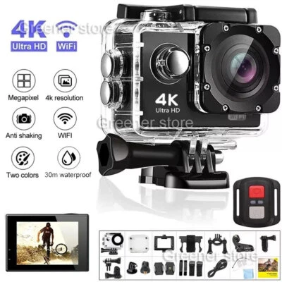 Action Camera 4K 1080P WiFi Ultra HD Sports Cam Waterproof 170° Remote Control s
