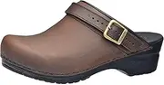 [Sanita] Morse Open Clog, Oiled Leather, Original Handmade, Flexible Leather Clogs for Women, Anatomically Shaped