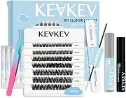 KevKev DIY Lash Extension Kit Lash Clusters Kit 84 Pcs Cluster Lashes with Lash Bond and Seal 5 ml Lash Glue Remover Overnighter Seal and Lash Applicator for DIY Eyelash Extension(Cirrus Kit,D-8-16mix)