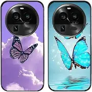 2 Pcs/Lot Flying Butterfly Printed TPU Soft Gel Silicone Back Phone Case Cover (Case for Oppo Find X6 Pro)