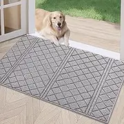 REFETONE Indoor Door Mat, 24x36, Non-Slip Absorbent Resist Dirt Door Rug, Machine Washable Low-Profile Inside Floor Mat Doormats for Entryway, Grey