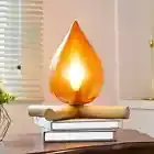 Flame Fire Wood Glass Night Light Table Lamp Modern Art Deco For Living Room