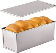 CHEFMADE Commercial Pullman Loaf Pan with Lid, 2.2Lb Dough Capacity Non-Stick Rectangle Flat Toast Box for Oven Baking 4.8" x 12.8"x 4.7"(Champagne Gold)