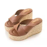 在飛比找momo購物網優惠-【amai】日系草編厚底楔型涼鞋 楔型拖鞋 坡跟涼鞋 高跟涼