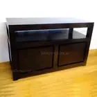 TV Cabinet, Dark Chocolate Brown Small TV Stand with Shelf, Solid Timber.