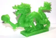 LARGE JADE Color Chinese Feng Shui Dragon Figurine Statue Luck & Success 8.5inch